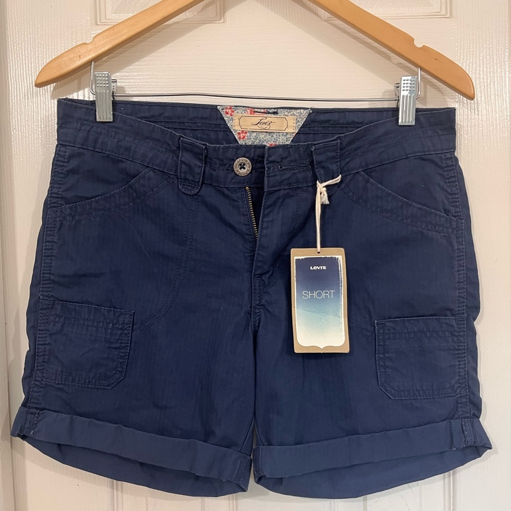 Levi's Blue Cargo Shorts with Cuffed Hem
